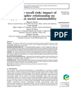 Automotive Recall Risk Impact of Buyer Supplier Relationship On Supply Chain Social Sustainability