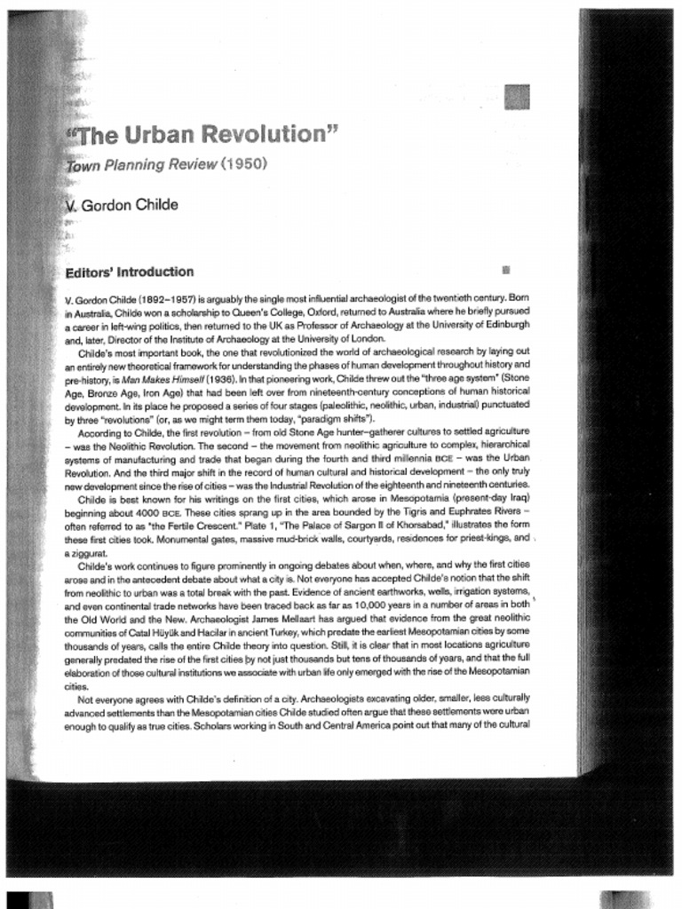Childe's Urban Revolution Explained | PDF