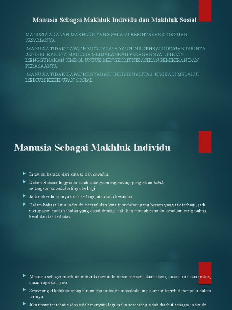 Manusia Sebagai Makhluk Individu Dan Makhluk Sosial PDF