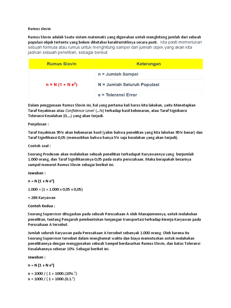 Rumus Slovin | PDF