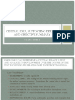 Central Idea, Supporting Details, and Objective Summary: Class Notes