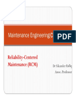 Maintenance Engineering (Che-405) : Reliability-Centered Maintenance (RCM)