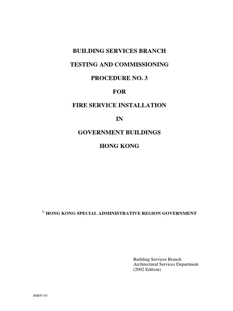 Testing and Commissioning Procedure No 3 - Fire Protection System | PDF ...