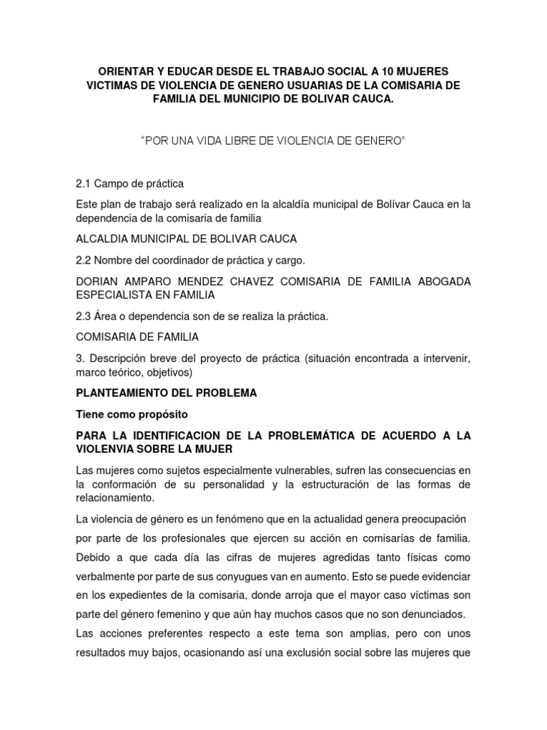 Orientación a Mujeres Víctimas de Violencia | PDF | Trabajo Social | La ...