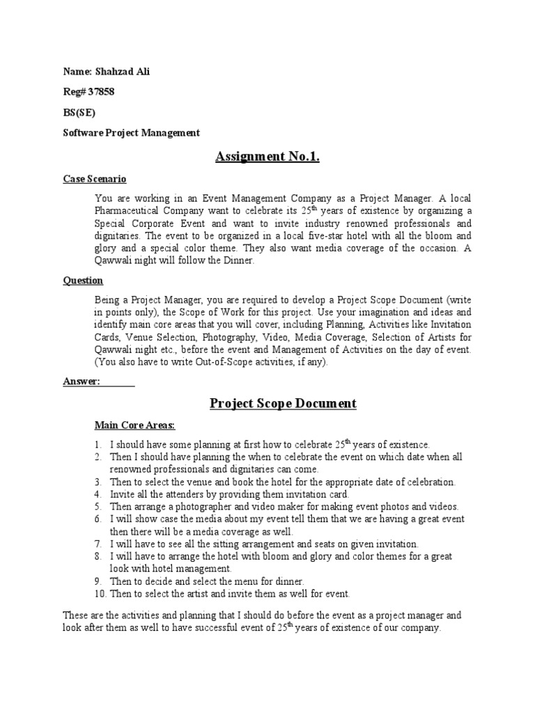 Assignment No. 1-Shahzad Ali (37858) - SPM | PDF