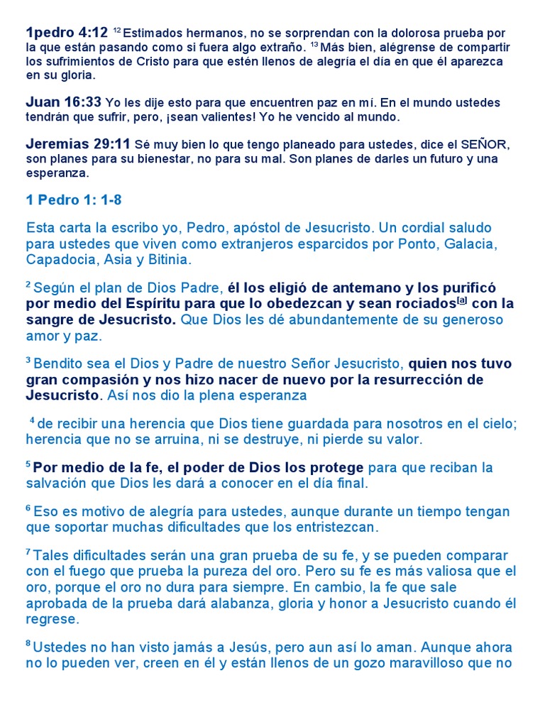 qué dice primera de pedro capítulo 1 versículo 16