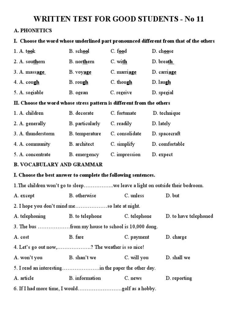 Phonetics and Grammar Test for Students | PDF | Adolescence | Machines