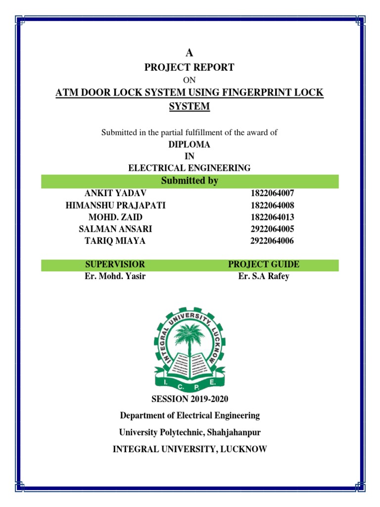 Atm Door Lock System Using Fingerprint Lock System | PDF | Liquid ...