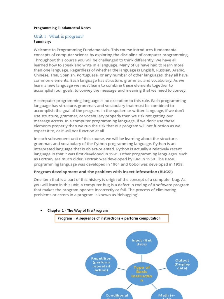 Programming Fundamental Notes | PDF | Subroutine | Parameter (Computer ...