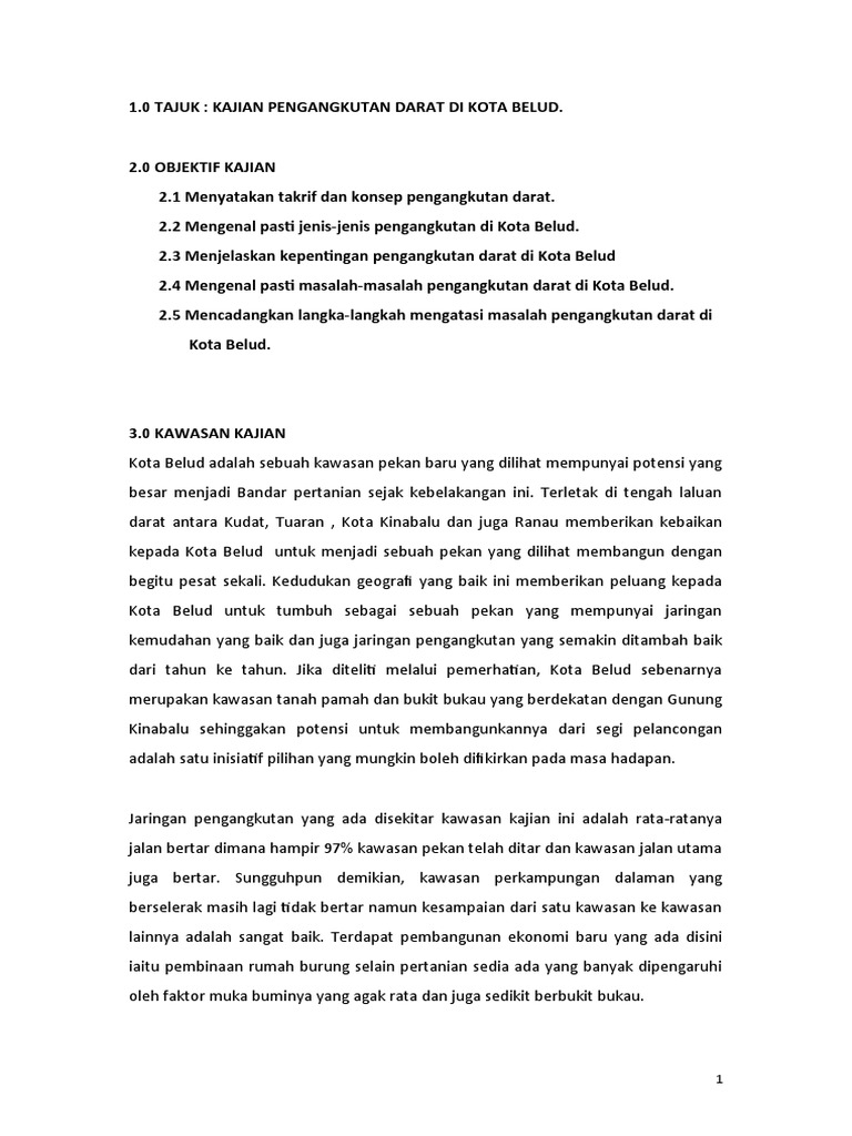 Kajian Pengangkutan Darat Di Kota Belud Pt3 Pdf