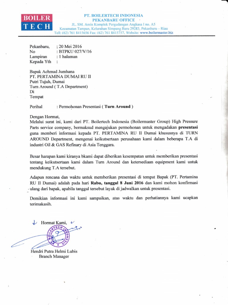 Surat Permohonan Presentasi | PDF