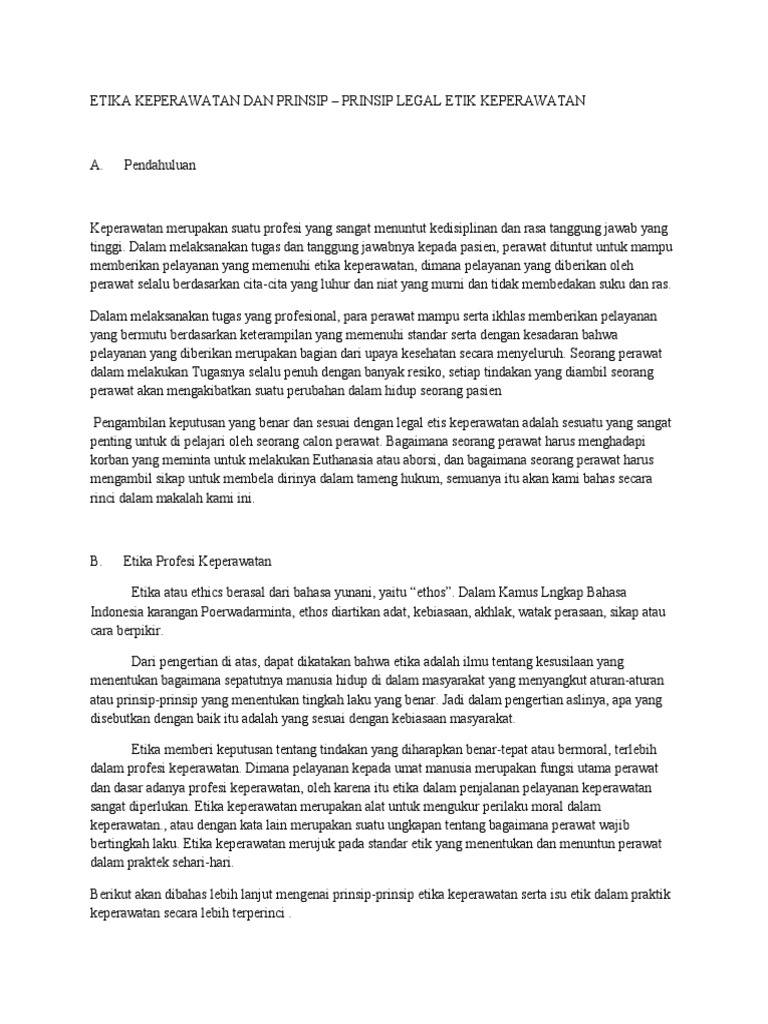 Etika Keperawatan Dan Prinsip Pdf