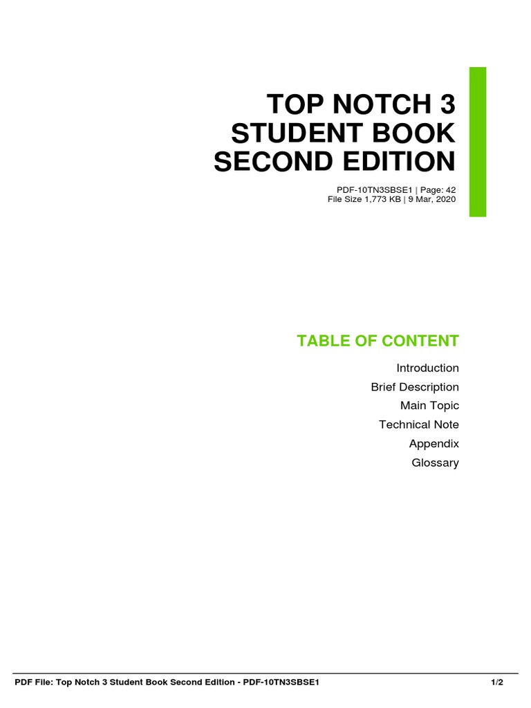 Top Notch 3 Student Book Second Edition: Table of Content | PDF