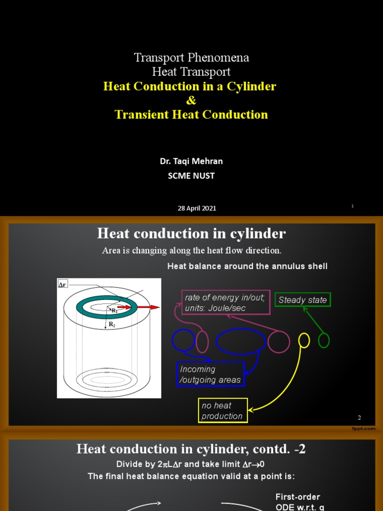 Transport Phenomena Heat Transport: Heat Conduction in A Cylinder ...