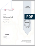 Supply Chain Operations Course Certificate