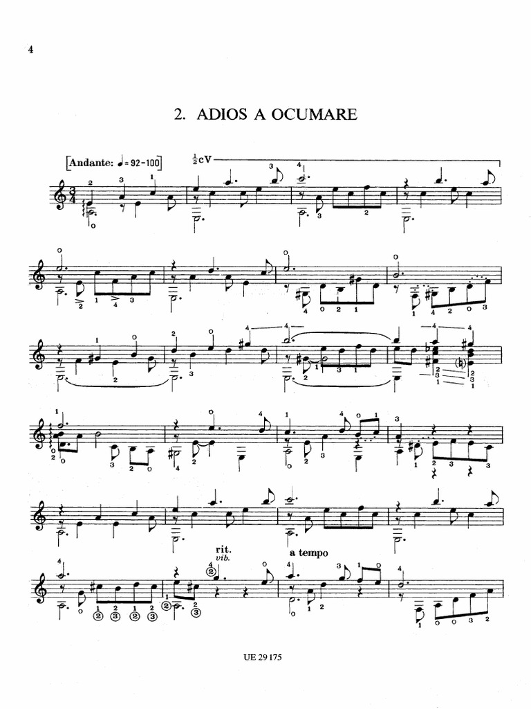 Adios A Ocumare By Angel Maria Landaeta Arranged By Antonio Lauro Pdf
