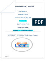 Applied Chemistry Lab - CHEM-320: Lab Report # 8 (Semester 6 2021) Submission Date: 30-May, 2021