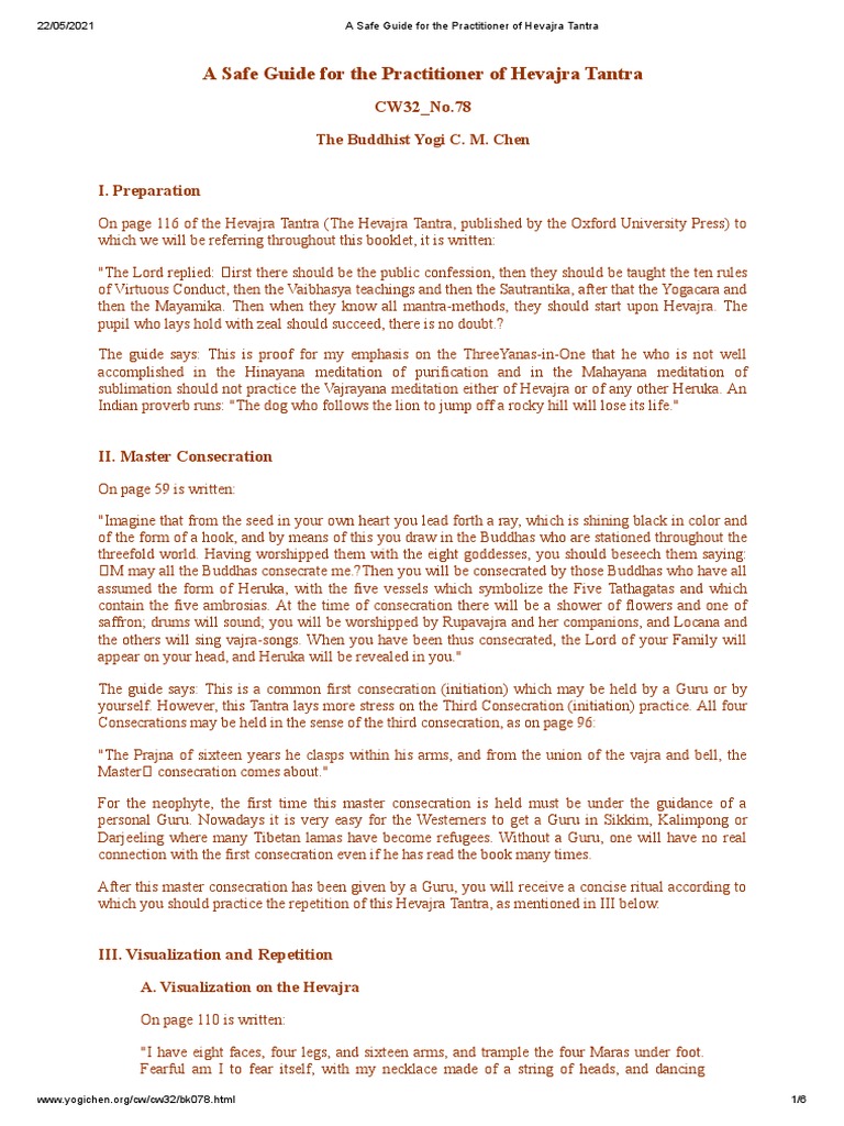 A Safe Guide For The Practitioner of Hevajra Tantra | PDF | Vajrayana ...