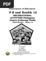 P E and Health 12: Recreational ACTIVTIES Philippine Games (Luksong-Tinik)