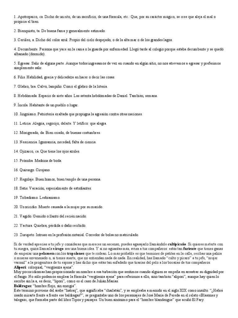 Palabras Raras y su Significado | PDF | Idiomas