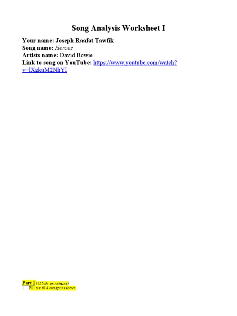 Song Analysis Worksheet Pdf _ Free Music Theory Worksheets – FDPT