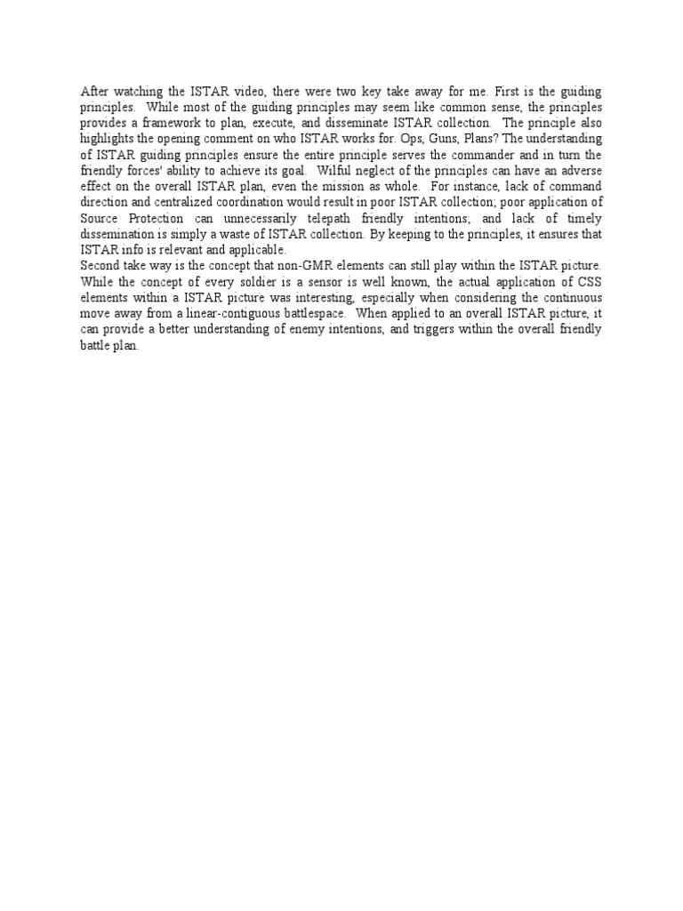 ISTAR Principles for Effective Strategy | PDF