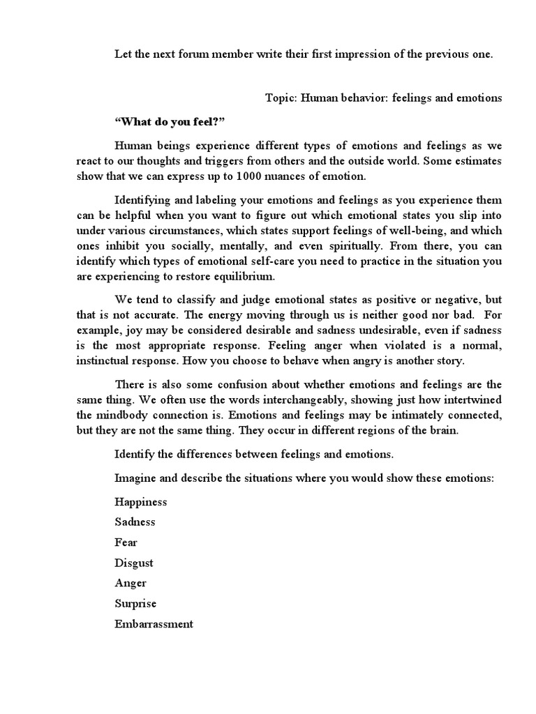 Understanding Emotions and Feelings | PDF | Feeling | Emotions