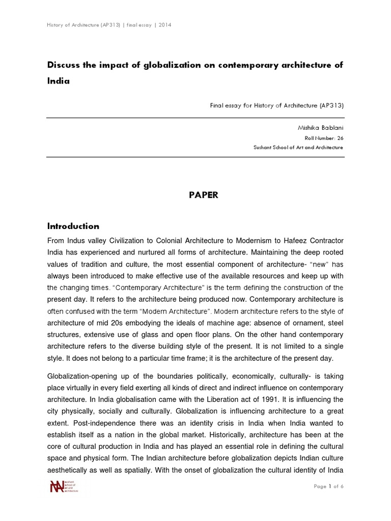 Impact Of Globalization On Contemporary Architecture Pdf