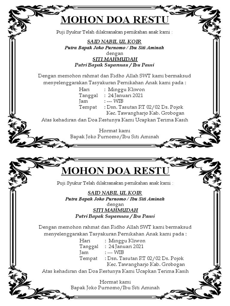 Berkat Syukuran Nikah 2 Kotak | PDF