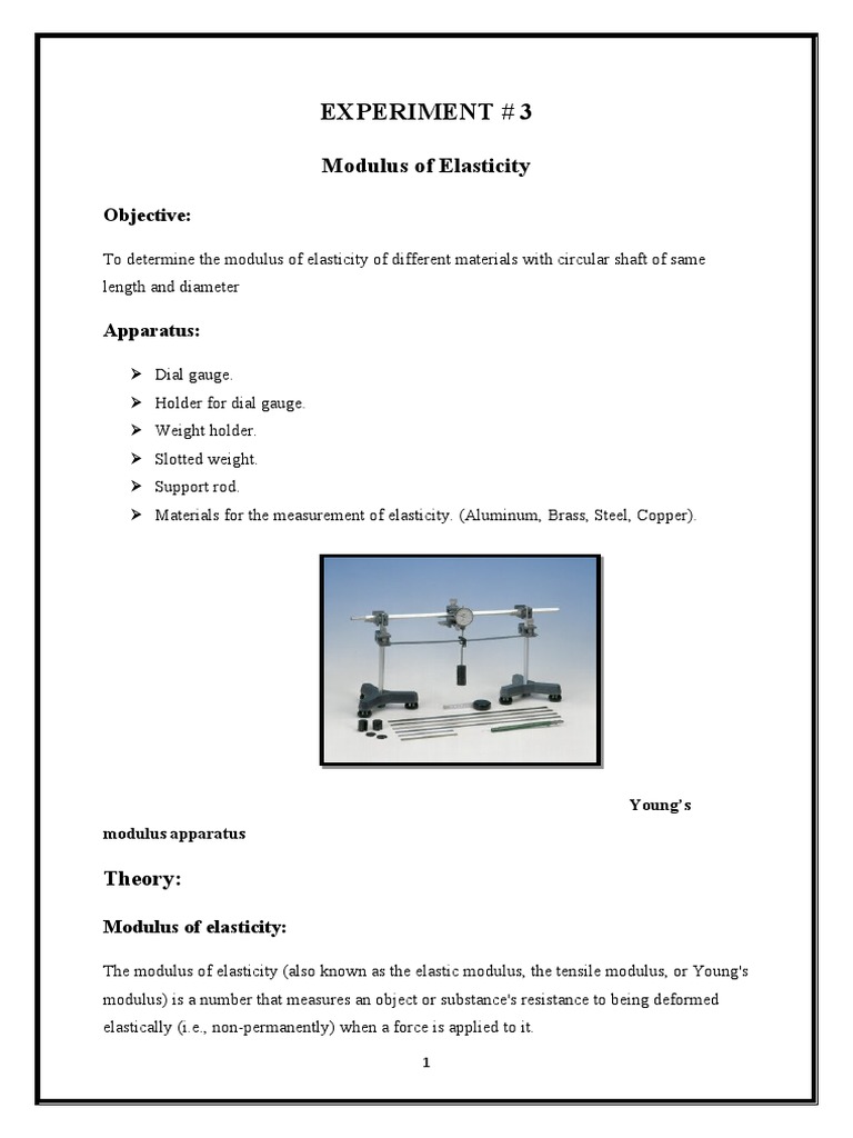 Determining the Young's Modulus of Various Materials Through Stress