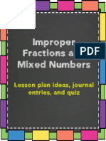 Improper Fractions and Mixed Numbers: Lesson Plan Ideas, Journal Entries, and Quiz