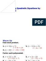 9-5 Solving Quadratic Equations by Factoring