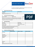 Ecosure Death Form Claim: 1. Please Specify Claim Type