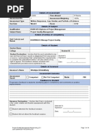 Assessment I - Project Quality Management