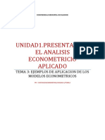 Unidad 1.T.3.Ejemplos de Aplicación de Modelos Econométricos