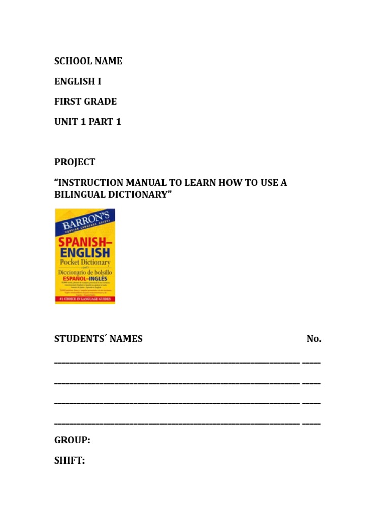 10 Project 1gu2p1 - Instruction Manual Bilingual Dictionary | PDF ...