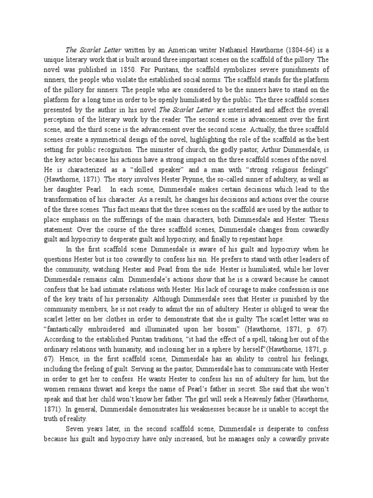 Dimmesdale's Transformation on the Scaffold | PDF | The Scarlet Letter ...