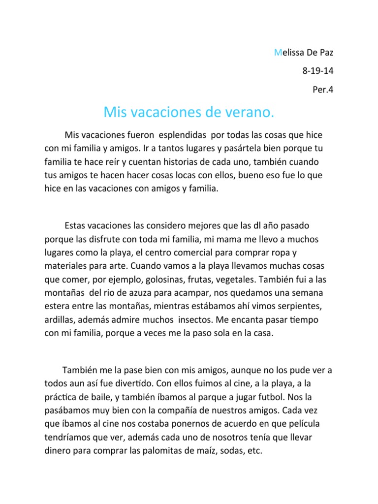 Mis Vacaciones De Verano Pdf
