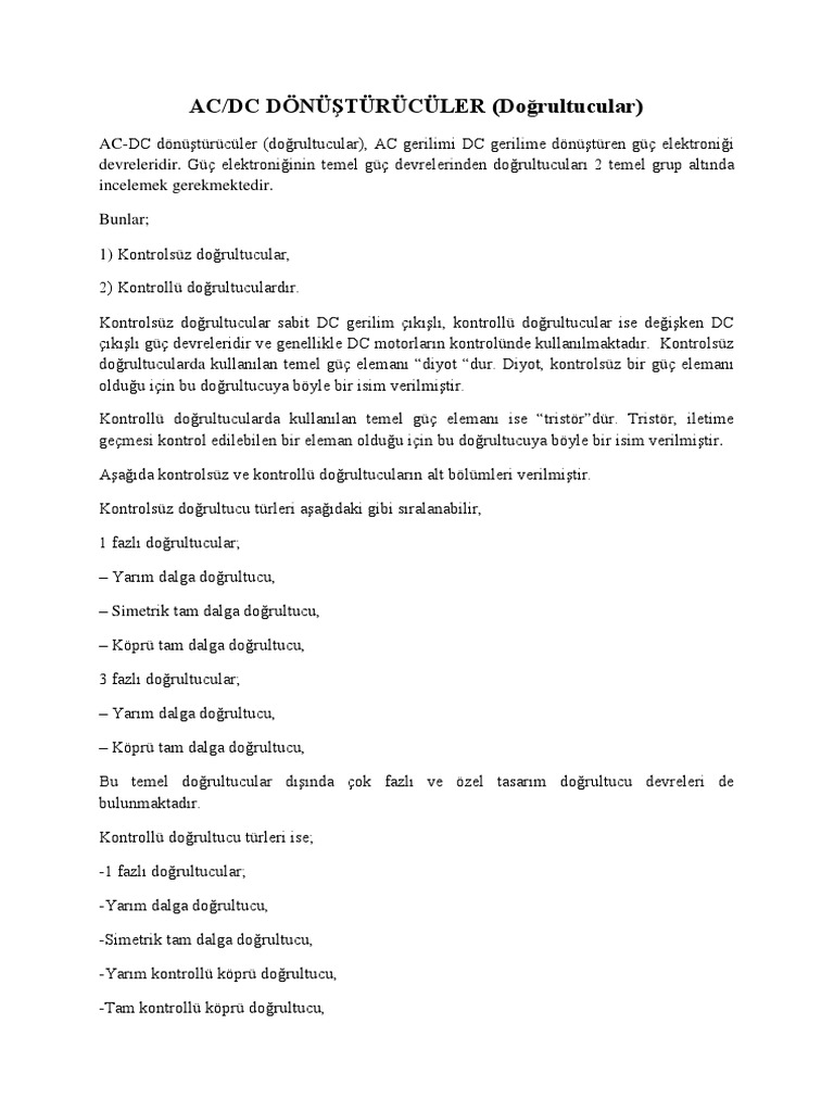 Ac - DC Dönüştürücüler (Doğrultucular) | PDF