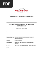 Djj5032: Mechanical Workshop Practice 4: Cadcam Report