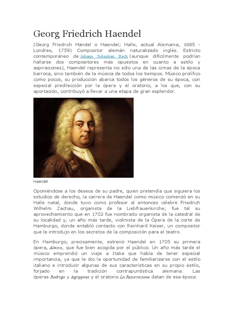 Obras y Óperas de Georg Friedrich Händel | PDF | George Frideric Handel ...