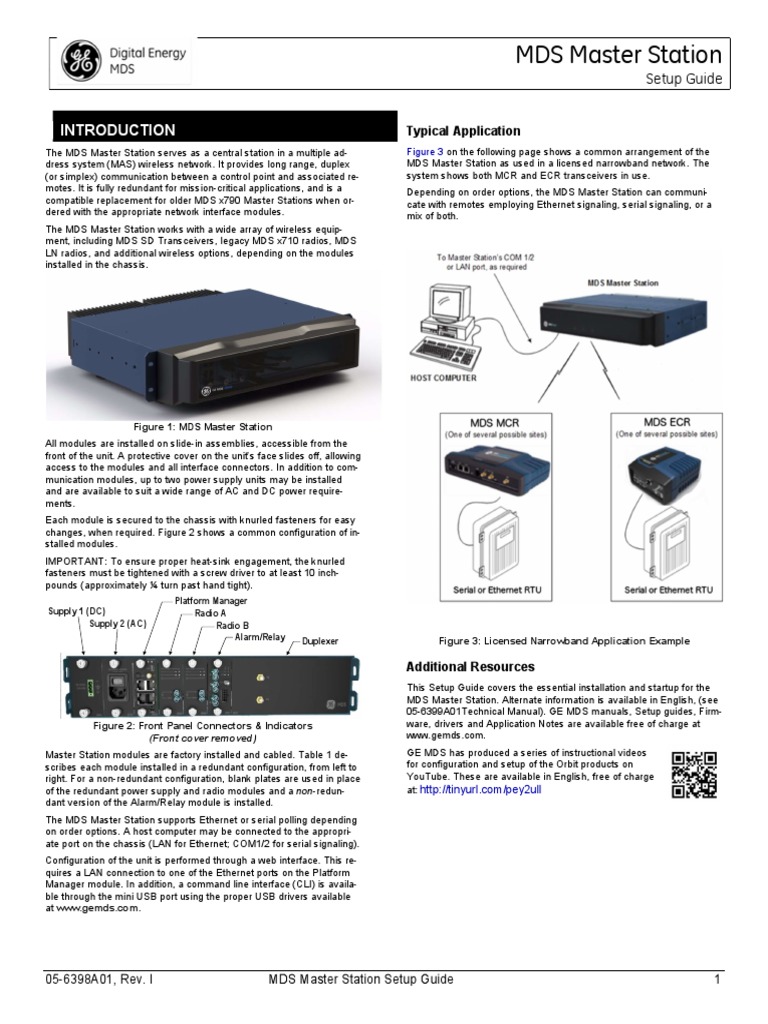 MDS Master Station: Typical Application | PDF | Electromagnetic ...
