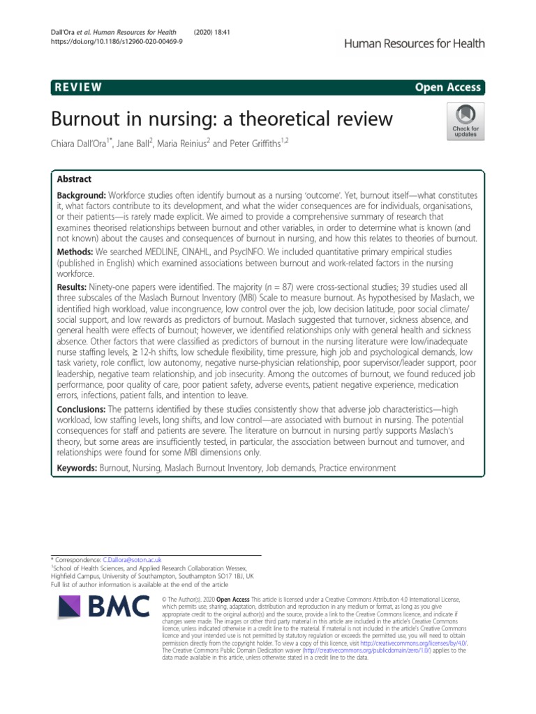 Burnout in Nursing: A Theoretical Review | PDF | Occupational Burnout ...