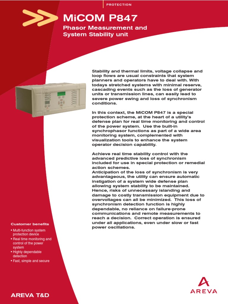 Micom P847: Phasor Measurement and System Stability Unit | PDF ...