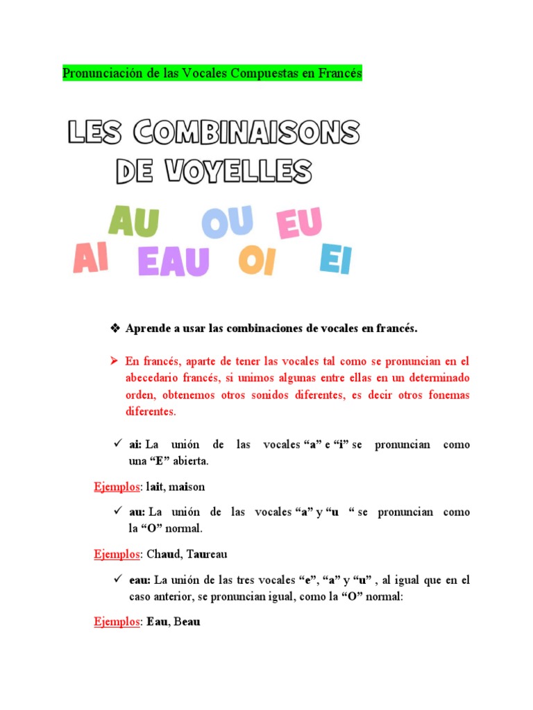 Pronunciación de Las Vocales Compuestas en Francés | PDF