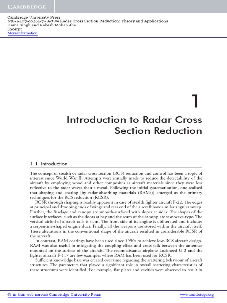Introduction To Radar Cross Section Reduction More Information PDF Radar Scattering