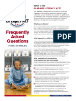 Alabama Literacy Act - Frequently Asked Questions For K-3 Families Flyer