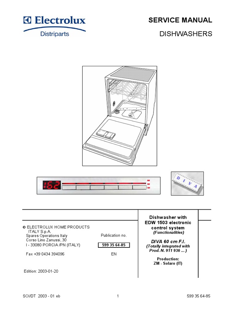 Dishwashers Service Manual PDF Switch Analogue Electronics