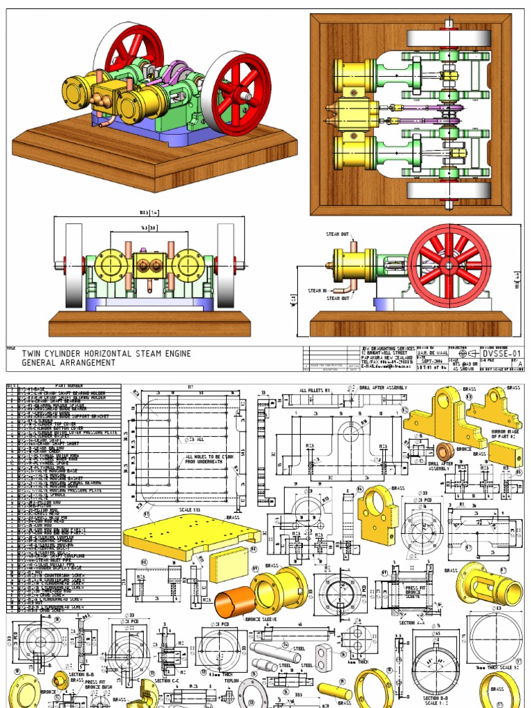 Twin Cylinder Steam Engine Plans | PDF | Rotating Machines | Screw