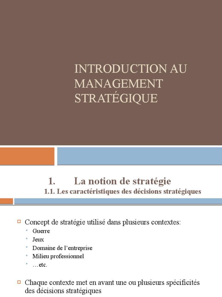 Chapitre1 STRAT | PDF | Gestion stratégique | Sociétés